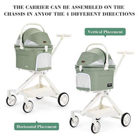 TT Lightweight Pet Stroller for Small Dog&Cat,One-Hand-Fold Pet Travel Stroller with Canopy and Cup Holder, 4-Way Convertible Carrier.Green