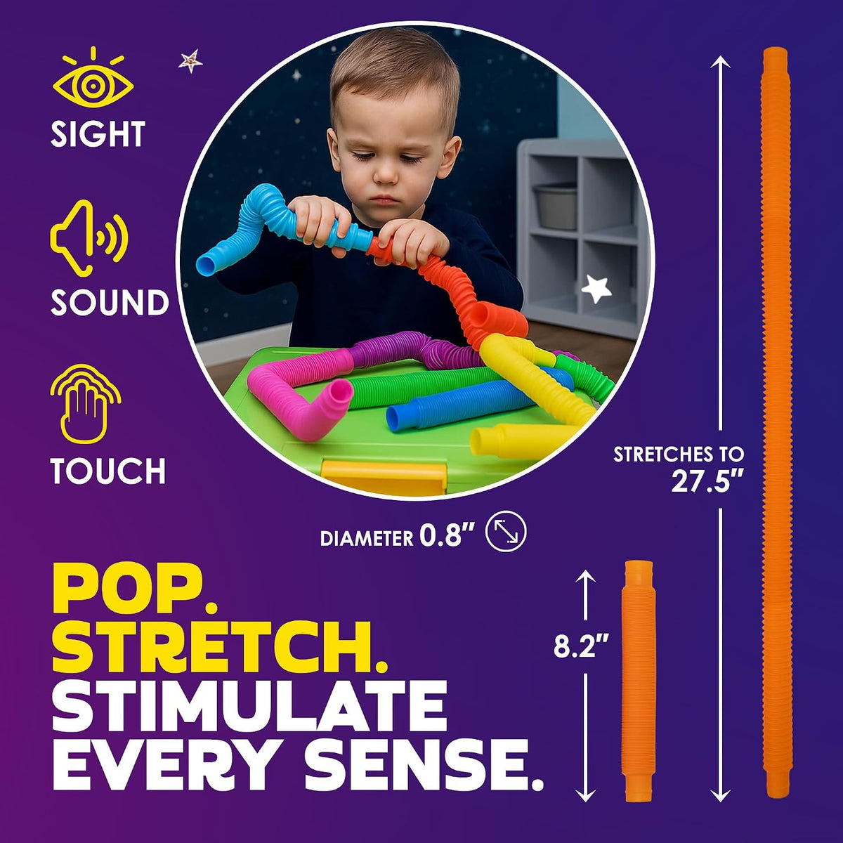 Nutty Toys Pop Tubes, Large 8-Pack Sensory Toys - Large / 8 - image 2