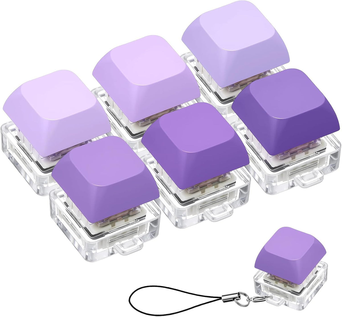 6 Pcs Keyboard Fidget Toy Keyboard Fidget Keychain - Purple / Classic / 6