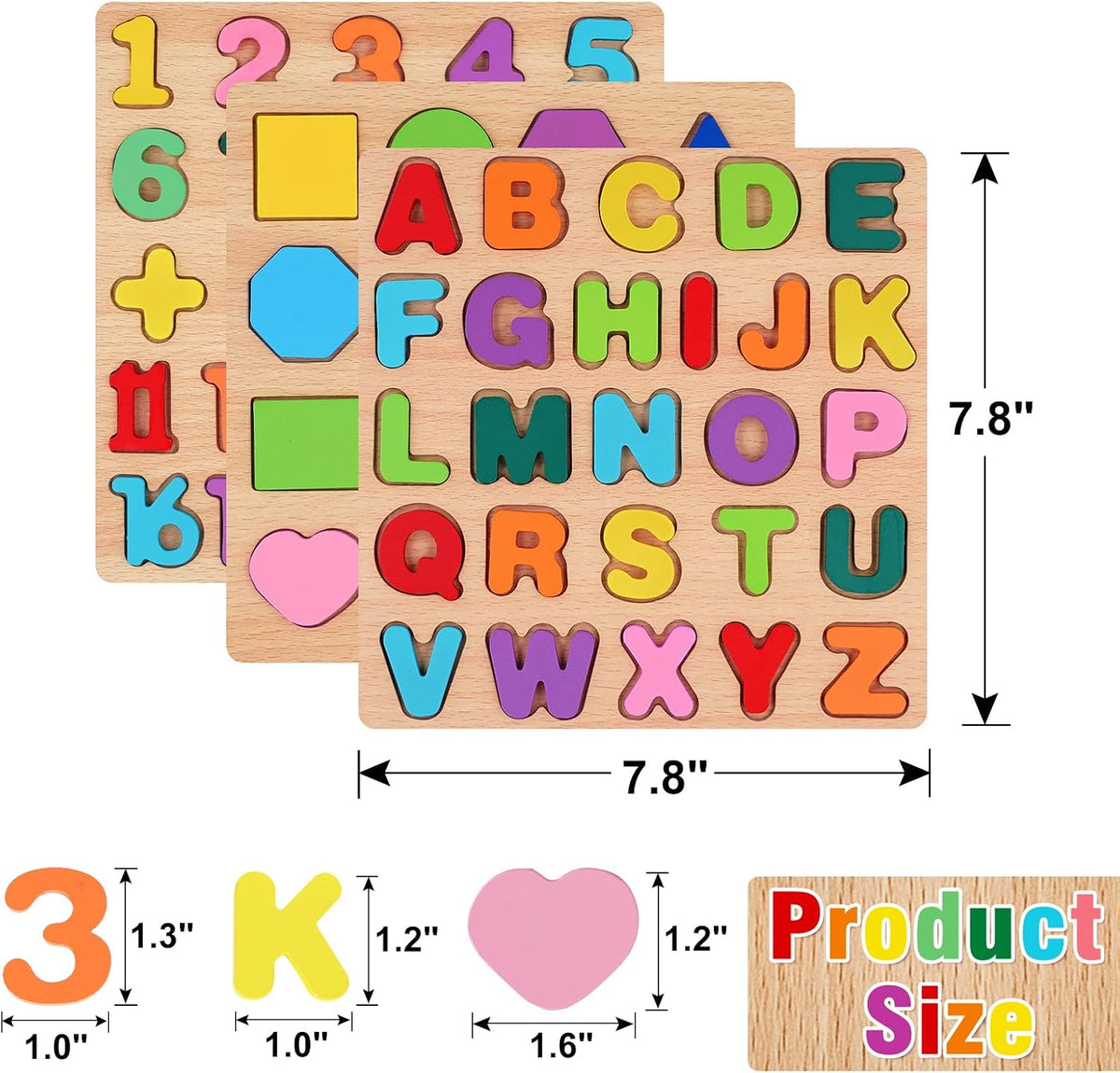 Attmu Wooden Puzzles for Toddlers - Multi / 3 PCS - image 3