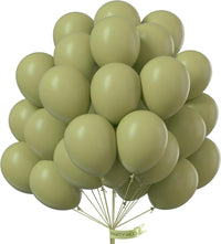 PartyWoo White Balloons 101pcs Matte White Latex Helium Balloons 12 - Green-3084