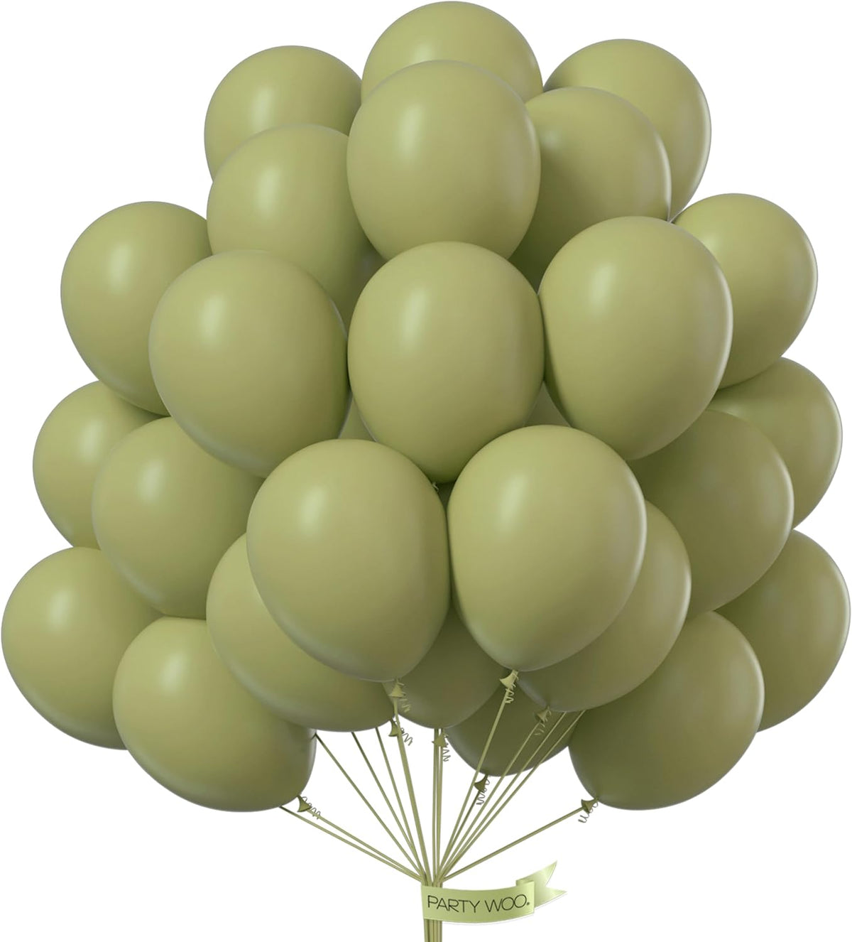 PartyWoo White Balloons 101pcs Matte White Latex Helium Balloons 12 - Green-3084