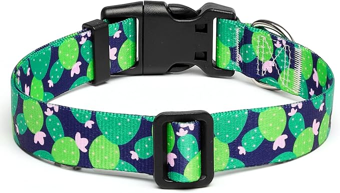 Mercano Adjustable Dog Collar - Special Design Patterns, Soft Nylon Comfortable Durable Pet Collar for Small Medium Large Dogs (L, Cactus)