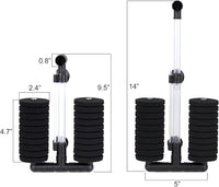 AQUANEAT 4 Pack Double Bio Sponge Filter, for Fry, Betta, Shrimp, Nano, Aquarium Fish Tank (Large up to 55 Gal)