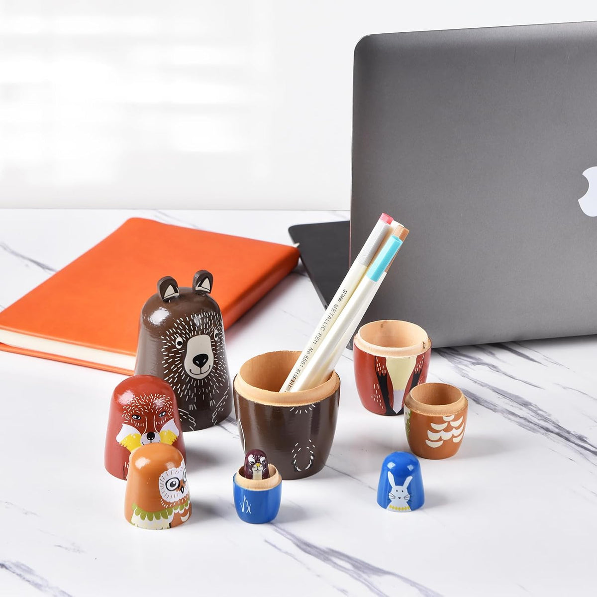 Russian Nesting Dolls, Bear Wooden Stacking Set - Brown Bear - image 4