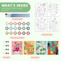 goldentime 3 Pack Kids Paint by Numbers Kit - flowers - image 2
