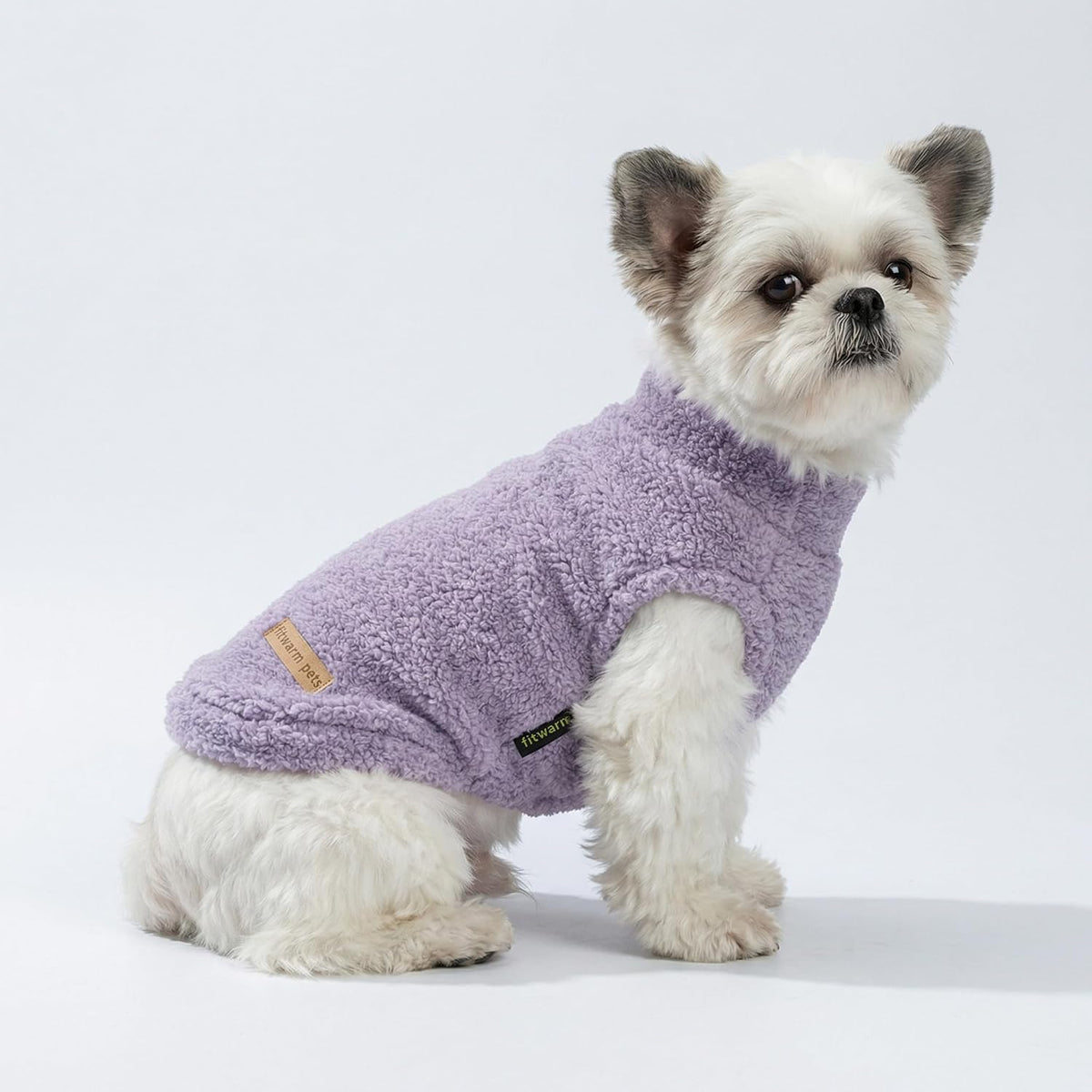 Fitwarm 2 Pack Striped Fleece Dog Sweater - Large / Pink-Lavender - image 3