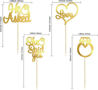 Gyufise He Asked She Said Yes Cupcake Toppers Gold Glitter Diamond - Light Gold - image 2