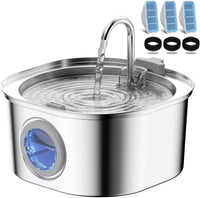 PEKTACO Cat Water Fountain - Big Window Cat Fountain + 3 Filters