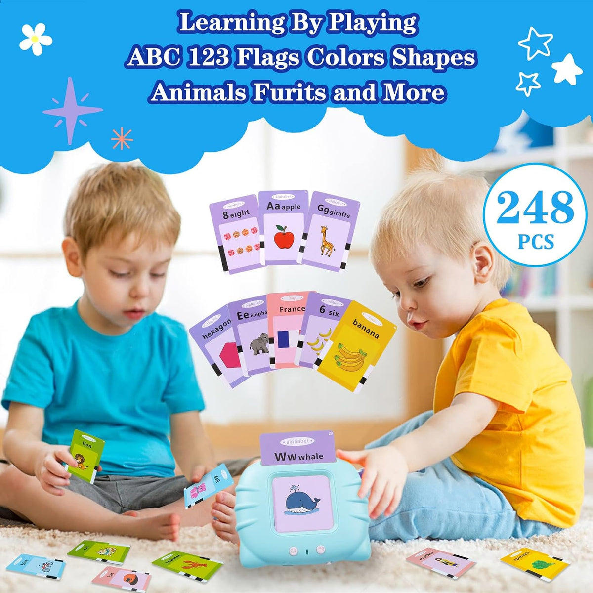 QuTZ Phonics Learning Toy for Preschool Kids - Blue / Basic 248 Words ABC+123 - image 4