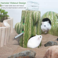 Adjustable No Drip Ceramic Hamster Water Bottle for Glass Tank – Essentials for Small Pets - Green Cactus - image 3