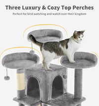 Made4Pets Tall Cat Tree, 80" Cat Tree Tower for Indoor Cats Large Adult, Modern Cat Tower with Scratching Post, Cozy Hammock, 3 Perches and 2 Condos, Sturdy and Fluffy, Light Gray