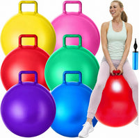 Lewtemi 6 Pcs Hopper Ball with Handle - Rainbow Colors / 32 Inch