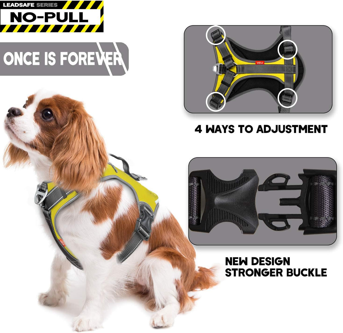 Fida Dog Harness, No-Pull Pet Vest with Saddle Bags Backpack - Small (Neck:14"-18";Chest:20"-22.5") / Yellow - image 2
