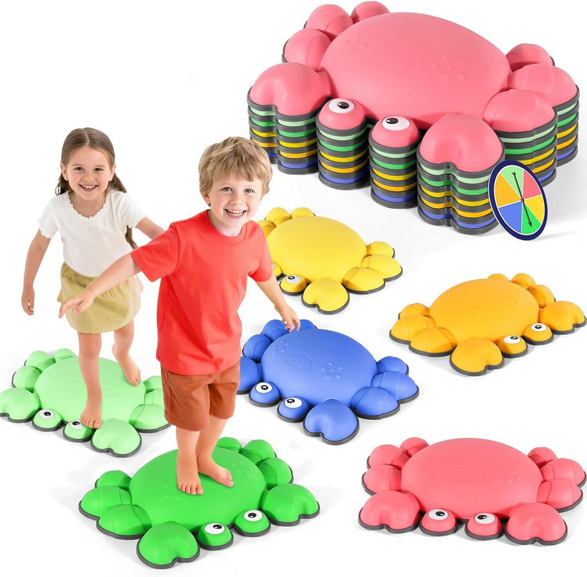 TOPNEW crab balance stepping stones for kids in bright colors, set of 6 - view 2