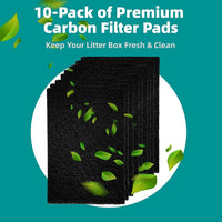 10-Pack 4.5" x 6.5" Carbon Filter Pads for Covered Cat Litter Boxes - Vn Filters - image 2