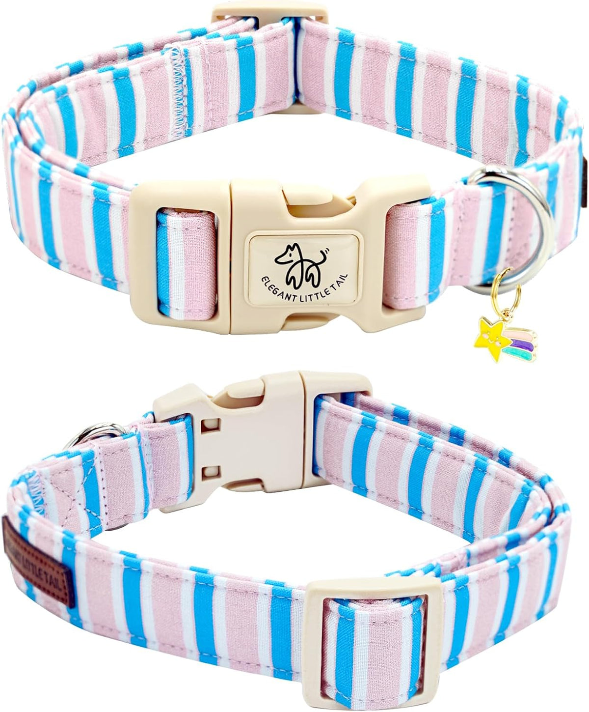 Elegant little tail Dog Collar - Pink&Blue Strip / X-Small (Pack of 1) - image 3