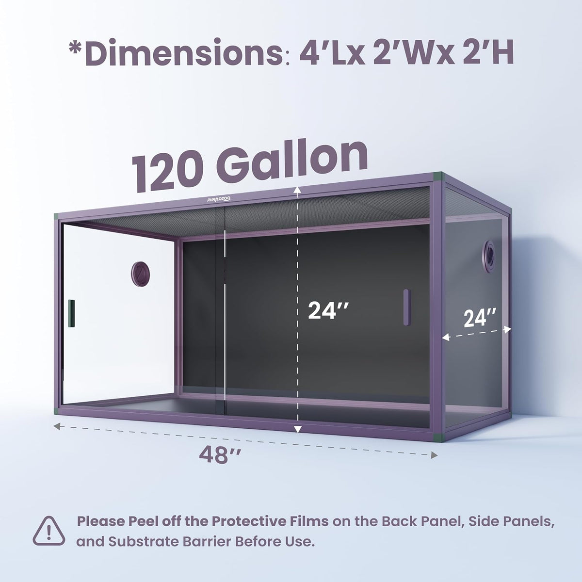 120 Gallon Reptile Tank, Stackable 4x2x2 Reptile Enclosure – Essentials for Reptiles And Amphibians - Royal Purple / 120 Gallon - image 2