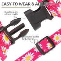 PUPTECK No Pull Dog Harness Soft Adjustable Basic Nylon Step in Puppy Vest Outdoor Walking with ID Tag, Fuchsia Daisy, M