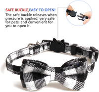 2 Pack/Set Cat Collar Breakaway with Cute Bow Tie and Bell for Kitty - Black+Pink / Plaid - image 4