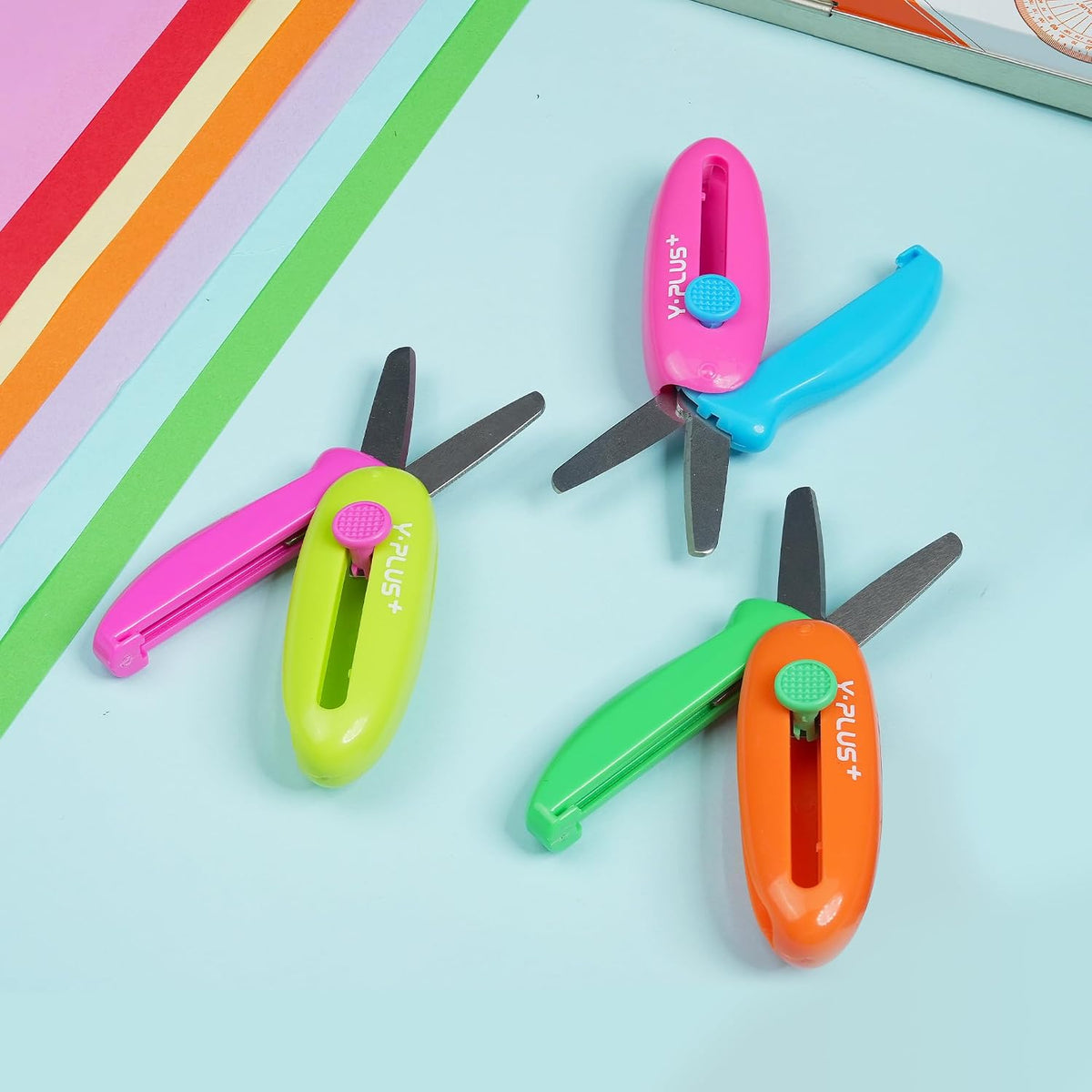 Safety Scissors for Kids, 3Pcs Retractable Toddler Scissors for Preschool – Fun for Kids & Family - Orange - image 3