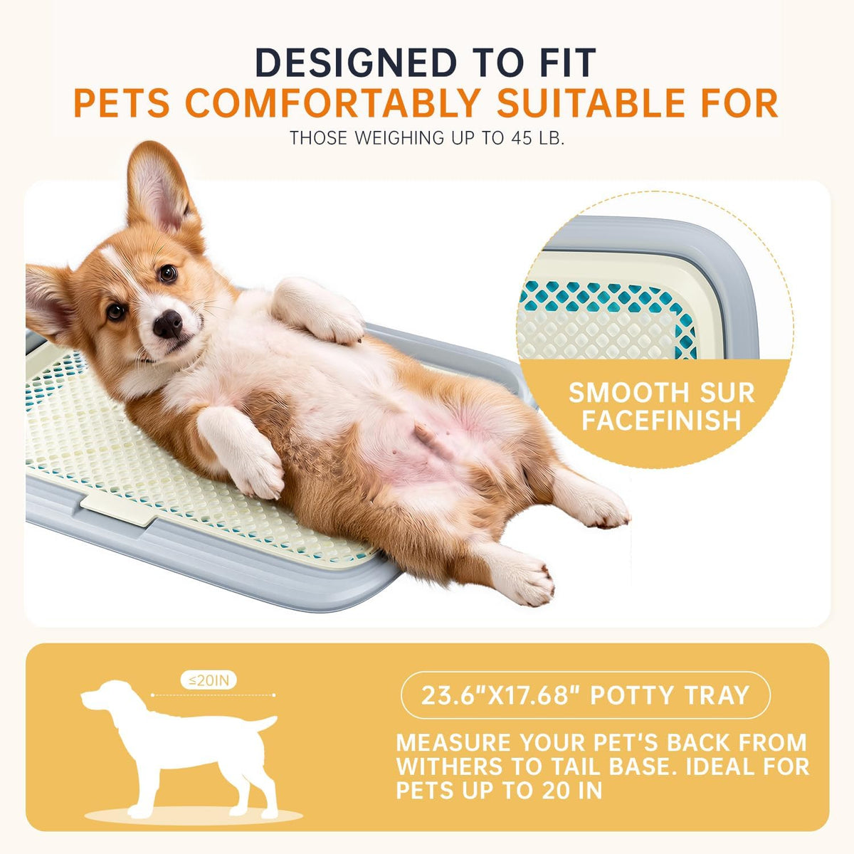 KOLAPANDA dog potty tray with mesh grate and pee pad holder for dogs up to 45 lb - view 3