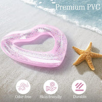 HeySplash Pool Floats, Inflatable Pool Floaties for Adults – Fun for Kids & Family - C-Glitter Pink - image 3