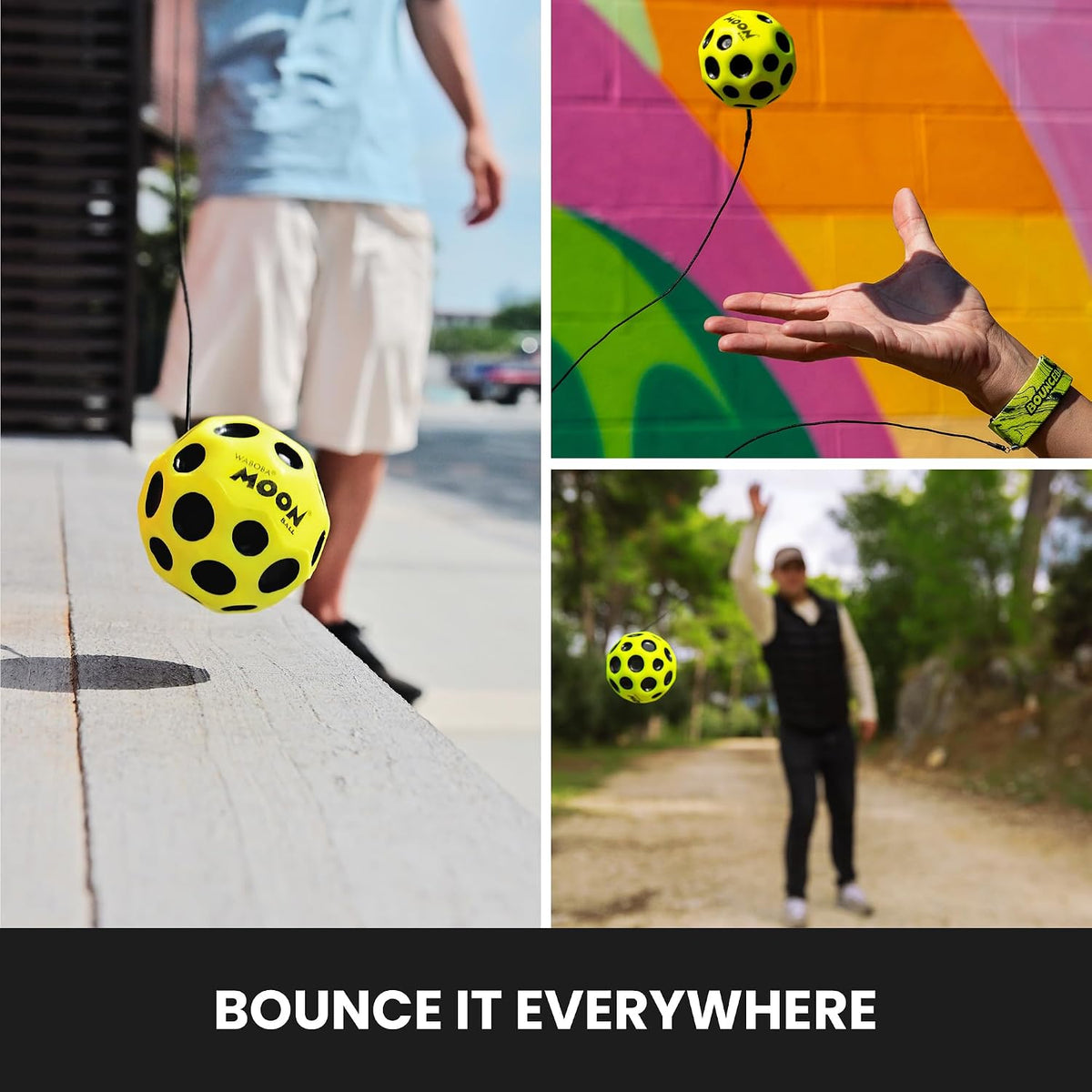 Waboba Bounceback Returning Black and Blue Moon Ball Hyper Bouncy - Yellow - image 3