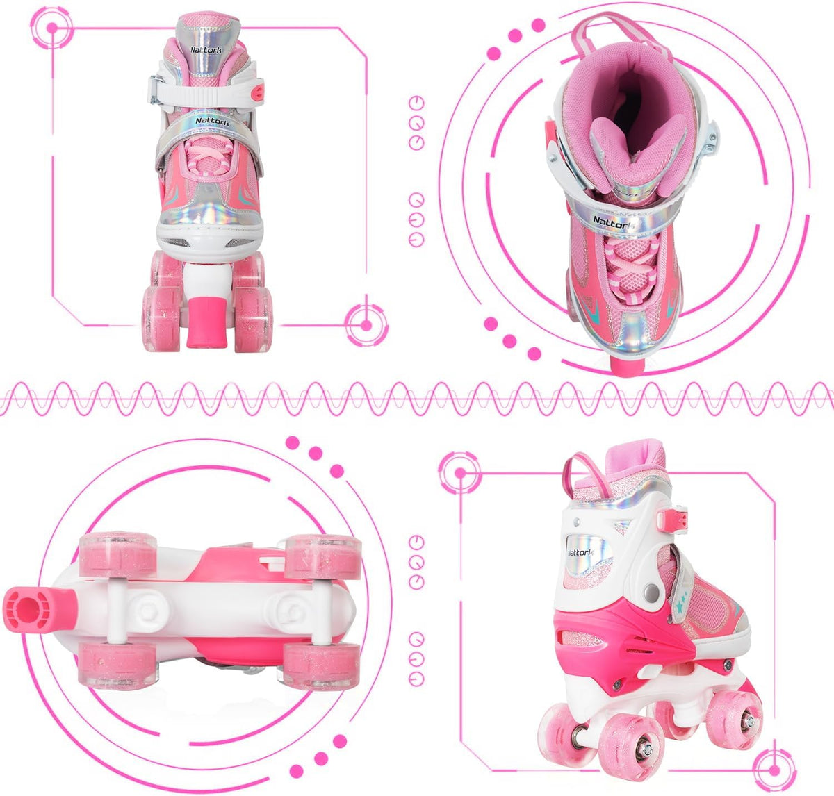Kids Roller Skates for Boys - Cotton Candy Dream / Small(10C-13C) - image 3
