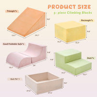 QUCHI foam climbing blocks for toddlers, 5-piece soft play set with ball pit - view 3
