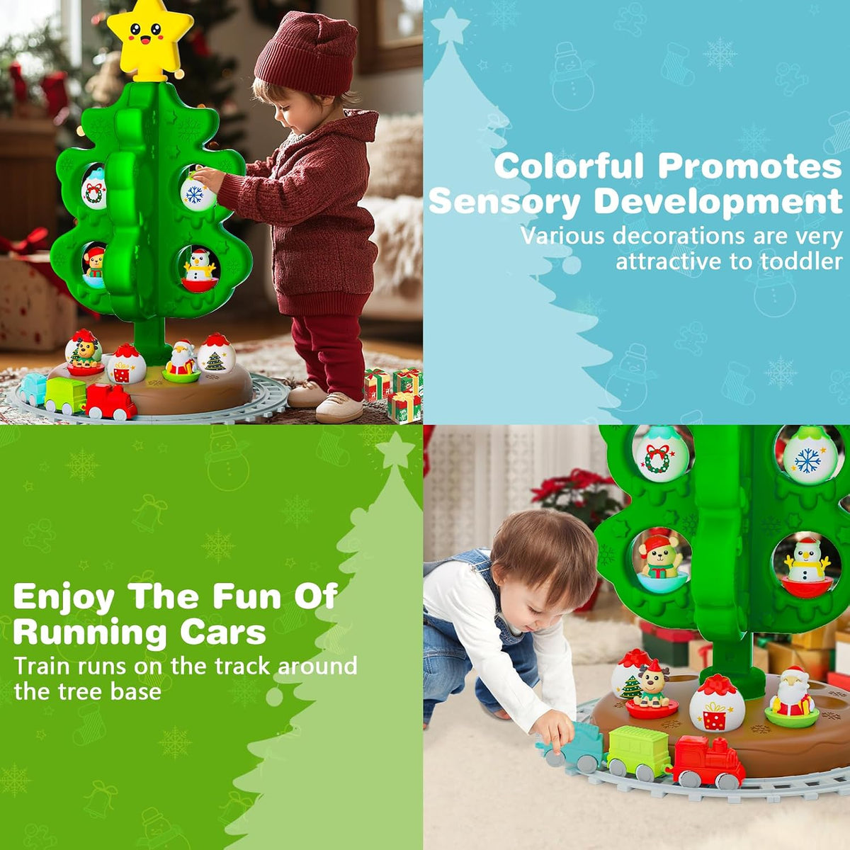 Handwell my first Christmas tree for toddlers with roly poly toys, trains and tracks - view 10