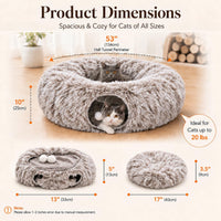 Warm Fluffy Plush Cat Dog Tunnel Bed Under Christmas Tree Big Tube - Brown - image 4