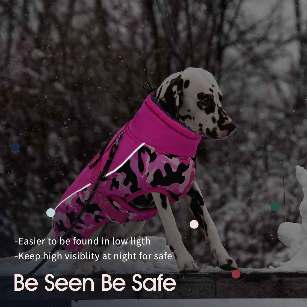 IECOii Extra Warm Reflective Dog Coat - XX-Large(Chest:29.9-35.4 in) / Pink Camo - image 4