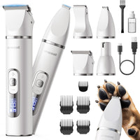 oneisall 4 in 1 Dog Grooming Kit with LCD Display – Essentials for Dogs - White