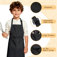 IAGBIBUI 12 pack of black kids aprons with two front pockets - view 15