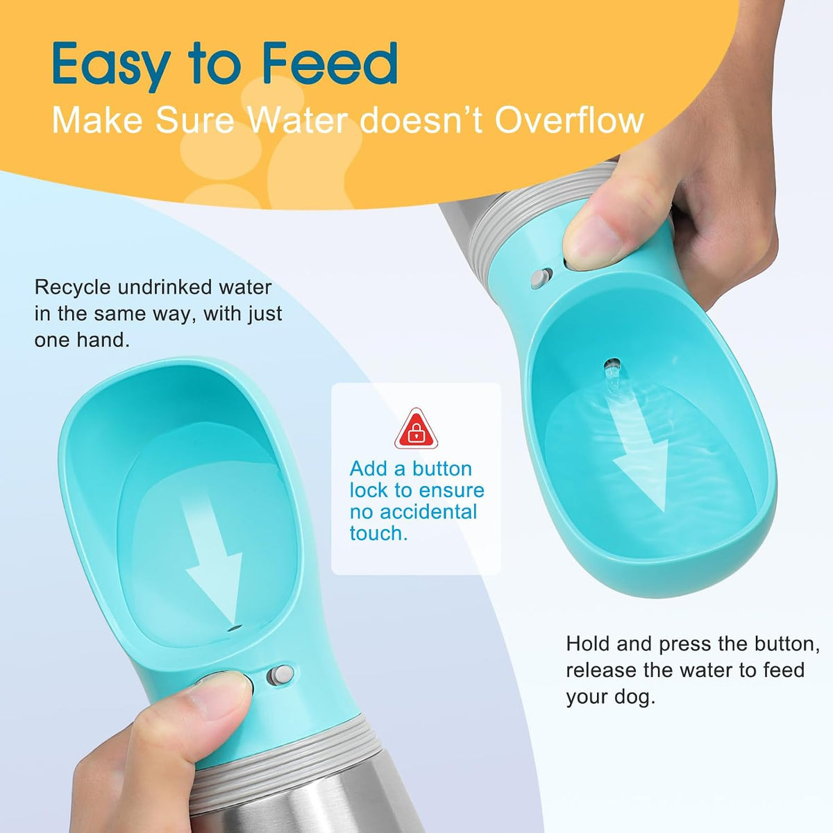 Portable Dog Water Bottle - Button switch / 24 OZ - Blue - image 4