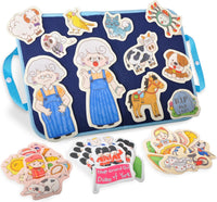 CHEFAN Felt Board for Toddlers, Felt Story Board - Old Lady Swallowe Fly&3 Other Nursery Rhyme Story