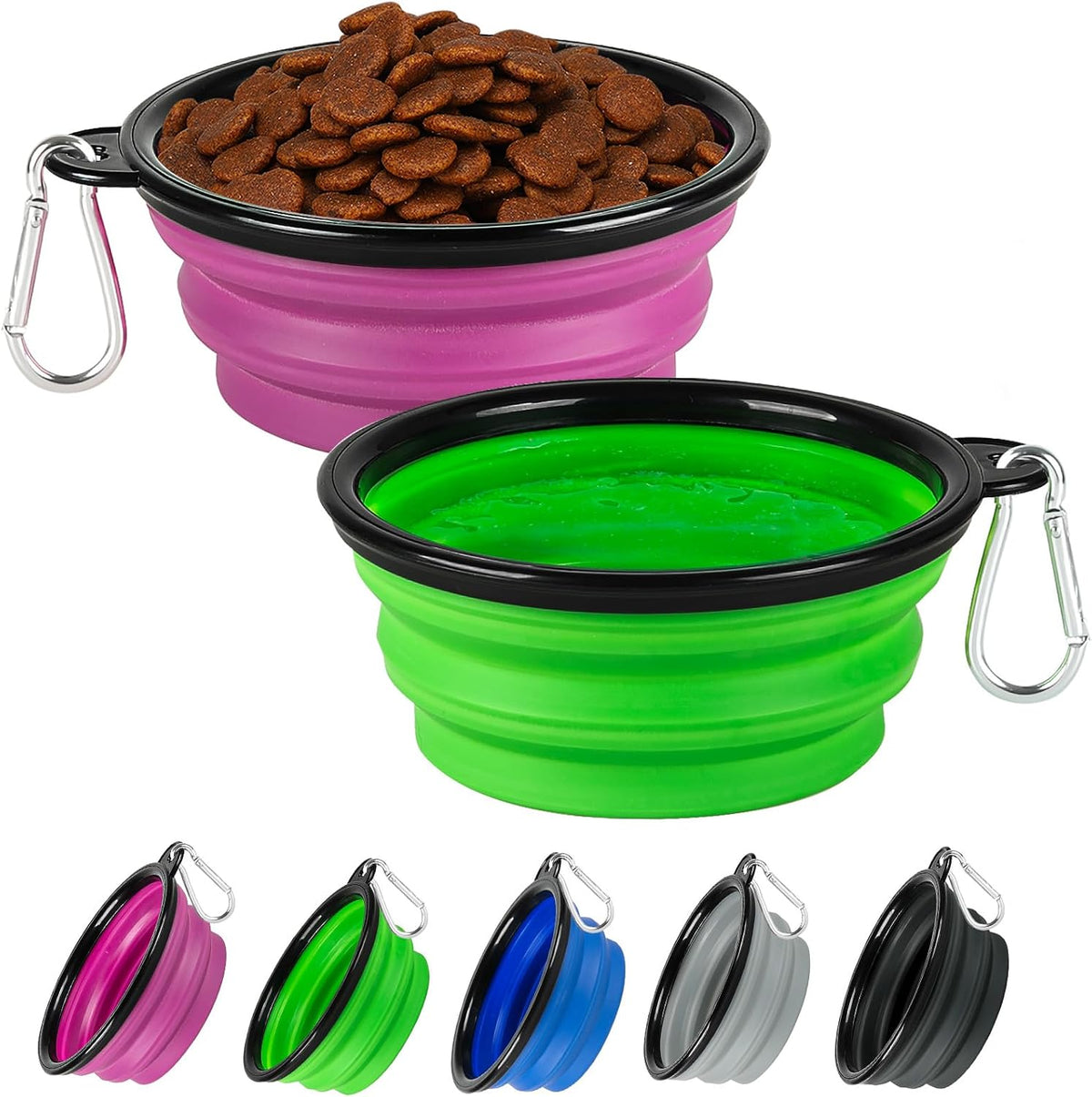 Collapsible Dog Bowl for Travel - Small / Green+Purple
