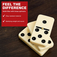Jumbo Double Six Dominoes Set for Adults, Black Tiles - Double-6 | Standard White | Black Case - image 2