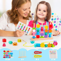 Hieoby Montessori Wooden Beads Sequencing Toy Set - image 2