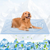 Q-Max>0.4 Dog Cooling Mat, 59''×40'', Blue+Grey - Rectangle-Blue+Grey / L