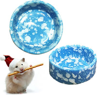 2 Pcs Hamster Food Bowl Guinea Pig Ceramic Water Bowl Small Animal - Blue / 2Pcs:S