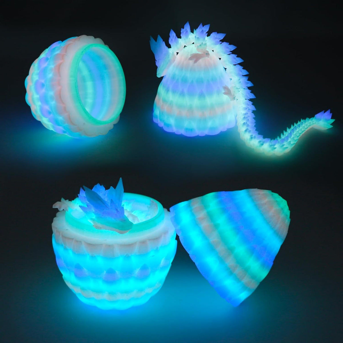 3D Printed Dragon Egg, Large 12" for Kids, Dragon Lovers - Glow Rainbow - image 3