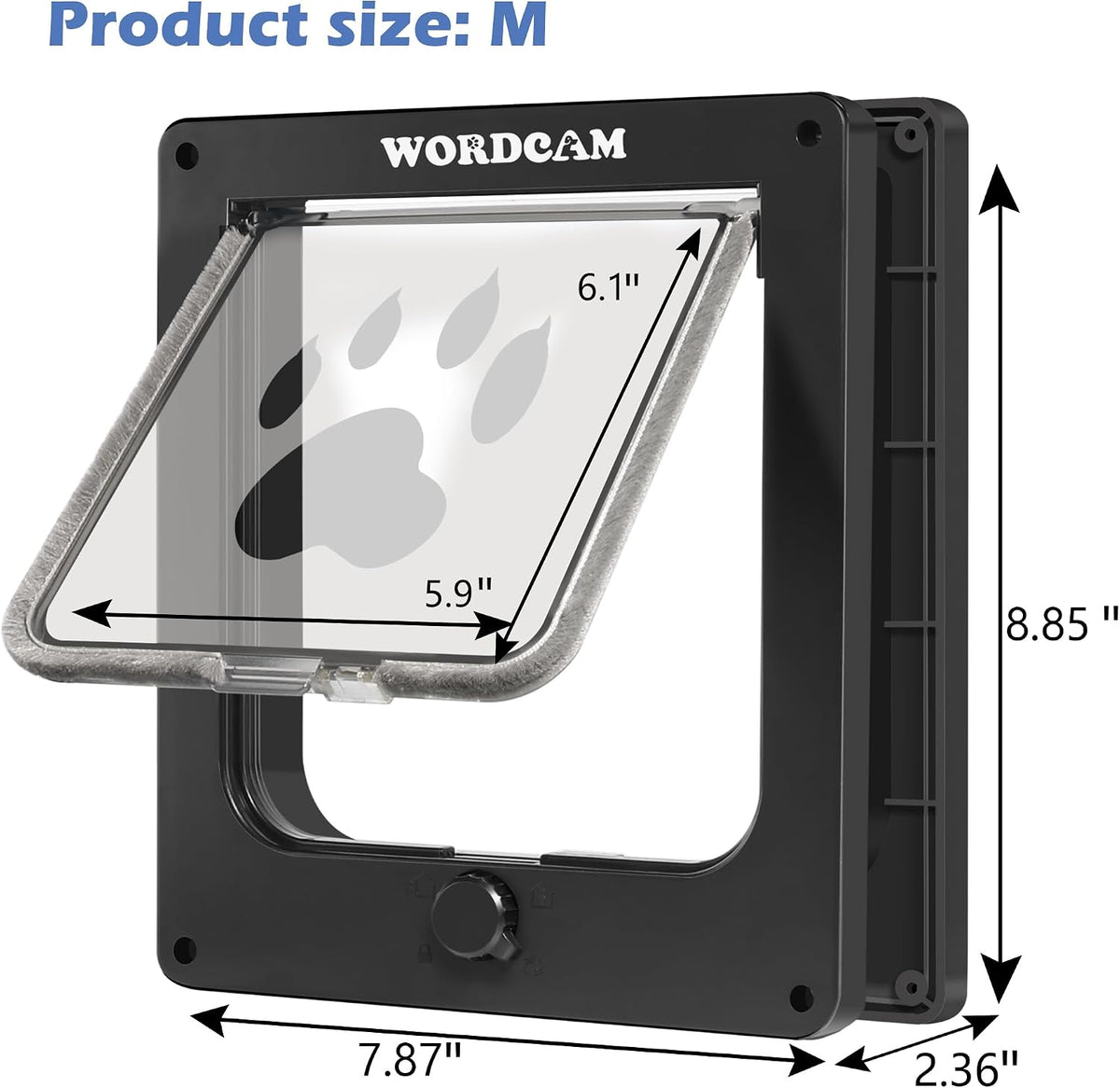 Wordcam X-Large Robust Cat Door for Interior/Exterior - Black / Medium - image 2