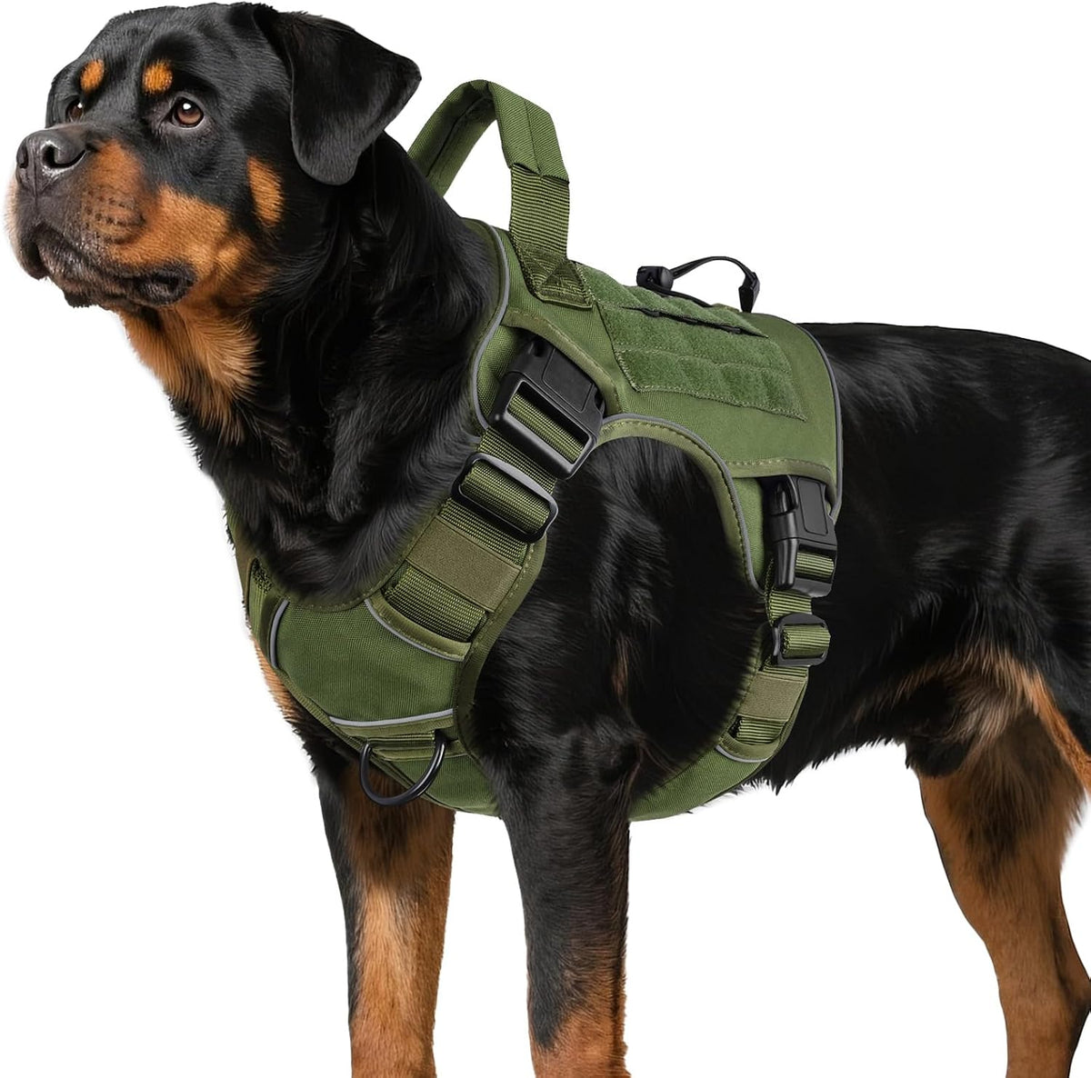 Tactical Dog Harness for Large Dogs - Green / X-Large: 70-120 lbs (Chest:29-39",Neck:21-26")