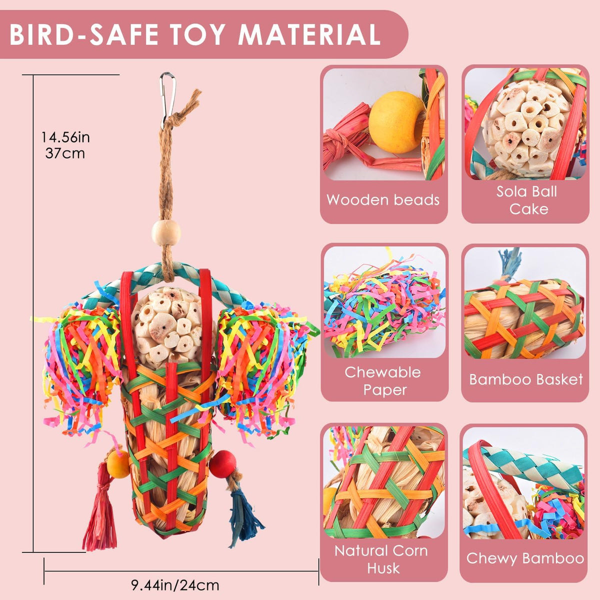 KATUMO Bird Toys Parakeet Toy Cockatiel Shredding Toys Conure - 2 Pcs - image 2