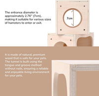 Wooden Hamster Hideout House, Small‑Pet Habitat Tunnel - Living Room - image 4