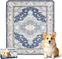 Washable Pee Pads for Dogs, Non-Slip Potty Pads - Navy & Ecru / 36"x36" (Pack of 2)