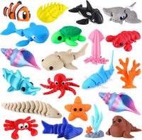 Celltestria 18PCS 3D Printed Skeleton Fidget Toys with Coffin Storage - 21Pcs Ocean Animals