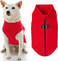 Gooby Zip-Up Fleece Dog Sweater - Medium chest (~17.5") / Red